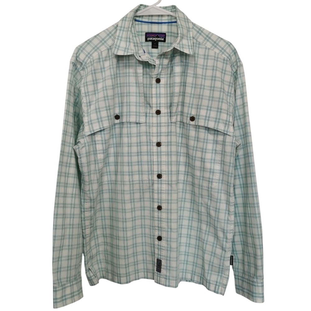 Patagonia Long Sleeve 'Island Hopper' Button Down Blue Performance Shirt - Sz S